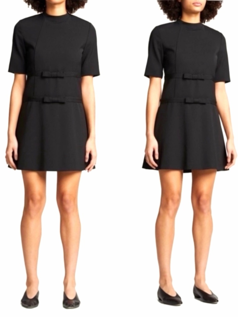 Rebecca TAYLOR Wool Short-Sleeve Bow Accent A-line Shift Structured Mini Dress